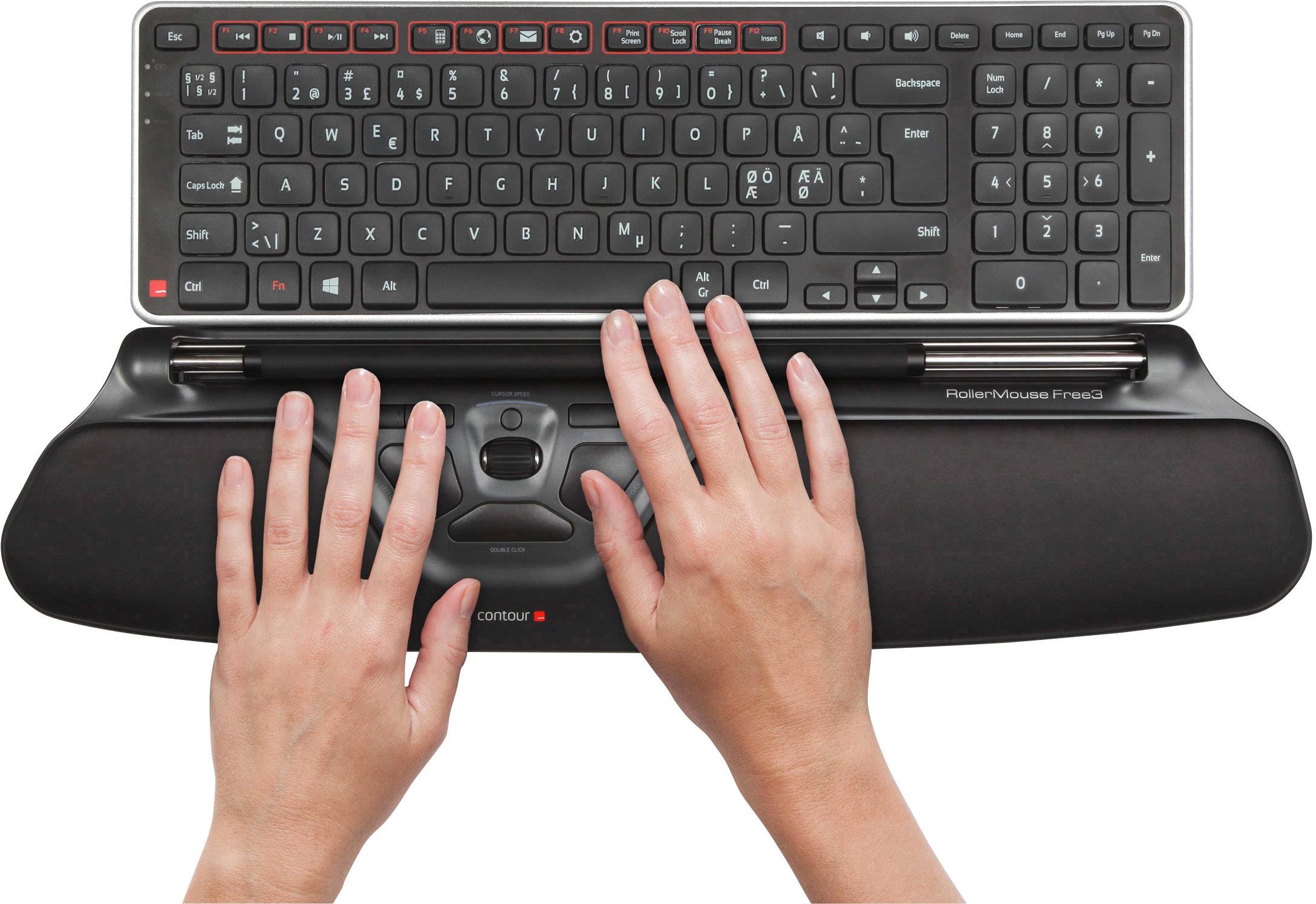 Contour Design RollerMouse Free 3 Mouse Radio Optical Black 9 Buttons 2800 dpi Ergonomic, Big buttons, Built-in scroll w-6