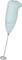 A light blue milk frother with a slender handle and stainless steel whisk, perfect for frothing milk or preparing hot drinks.