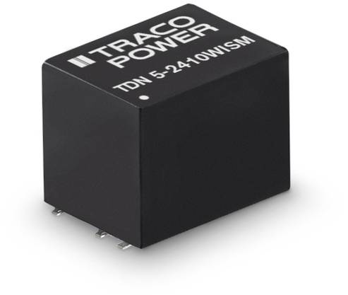 A black electronic component block with the inscription 'TRACO POWER TDN 5-2410WISM'. Connections are located on the underside.