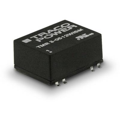 A black Traco Power voltage converter with the inscription 'TMR 3-0512WISM' and technical markings on the top surface.