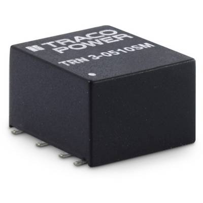 Black electronic component with the inscription 'TRACO POWER, TRN 3-0510SM'. It has five connecting pins on its underside.
