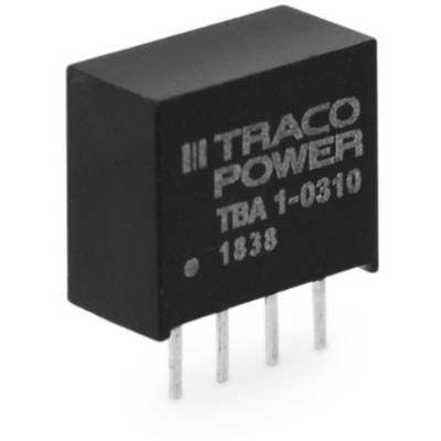 A black electronic component with the inscription 'TRACO POWER TBA 1-0310 1838', showing four metal connection pins at the bottom.