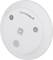 Round, white smoke detector with two sensors and a central blue button. At the top, it reads 'homematic IP'.
