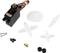 'A model building servo with mounting parts and various servo wheels, all arranged in one set.'
