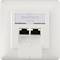 Two Ethernet ports in a white wall plate, marked 'renkforce CAT 6A', suitable for high-performance networks.