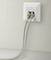 Two grey Ethernet cables are plugged into a white 'renkforce CAT 5A' network socket, mounted on a light-coloured wall.