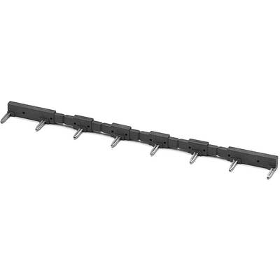 A long black horizontal bar with several short, evenly distributed hooks pointing downwards.