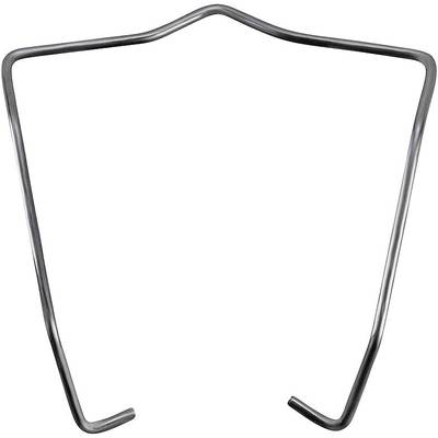 Metal bracket in an arrow shape, presumably part of a mechanical device or accessory, on a white background.