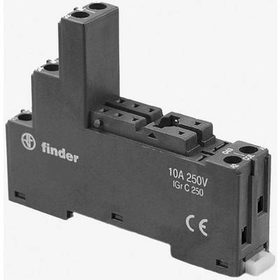 An electrical relay by Finder, specified at 10A and 250V. It has multiple connection options and is CE-certified.