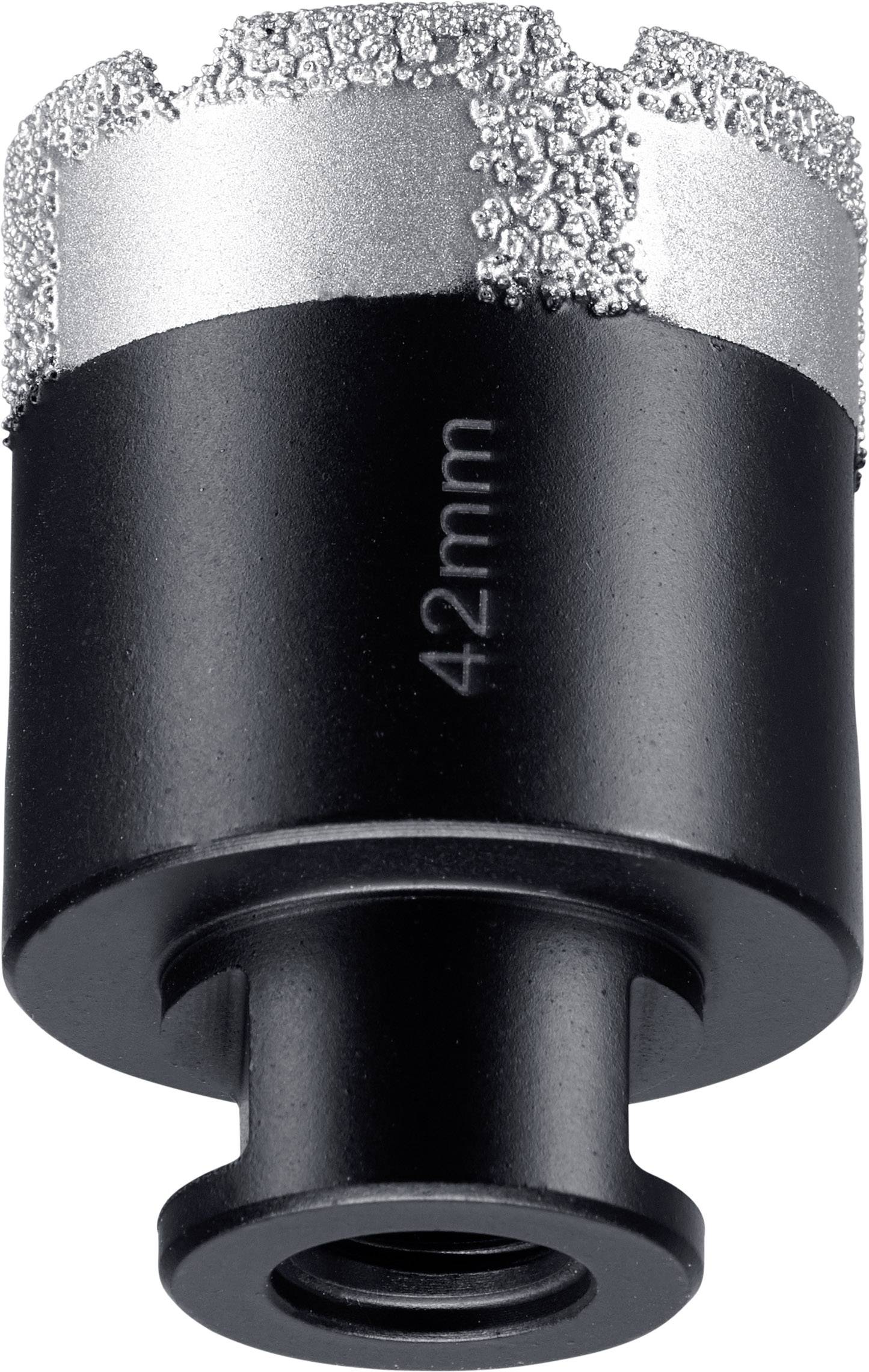 Black drill crown with silver diamond coating, marked with '42 mm'.<br><br>Note: In this case, the translation is almost identical to the original, with just minor adjustments to capitalisation and punctuation to suit British English style.