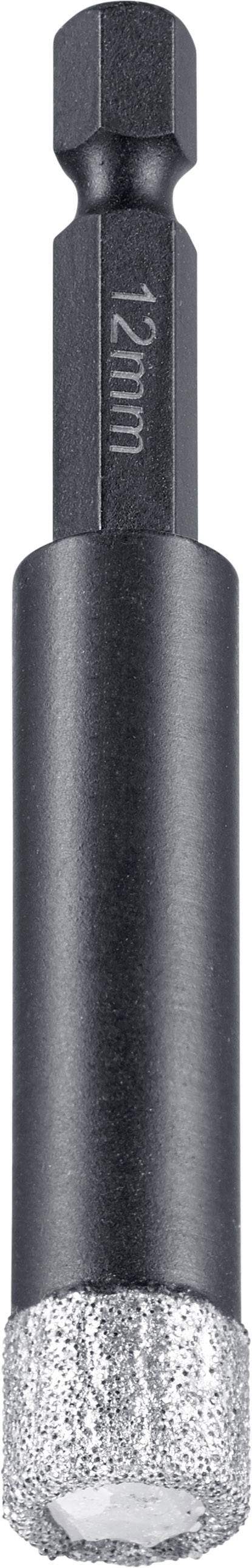 A black drill head with the marking '12 mm'. Suitable for precise drilling applications.