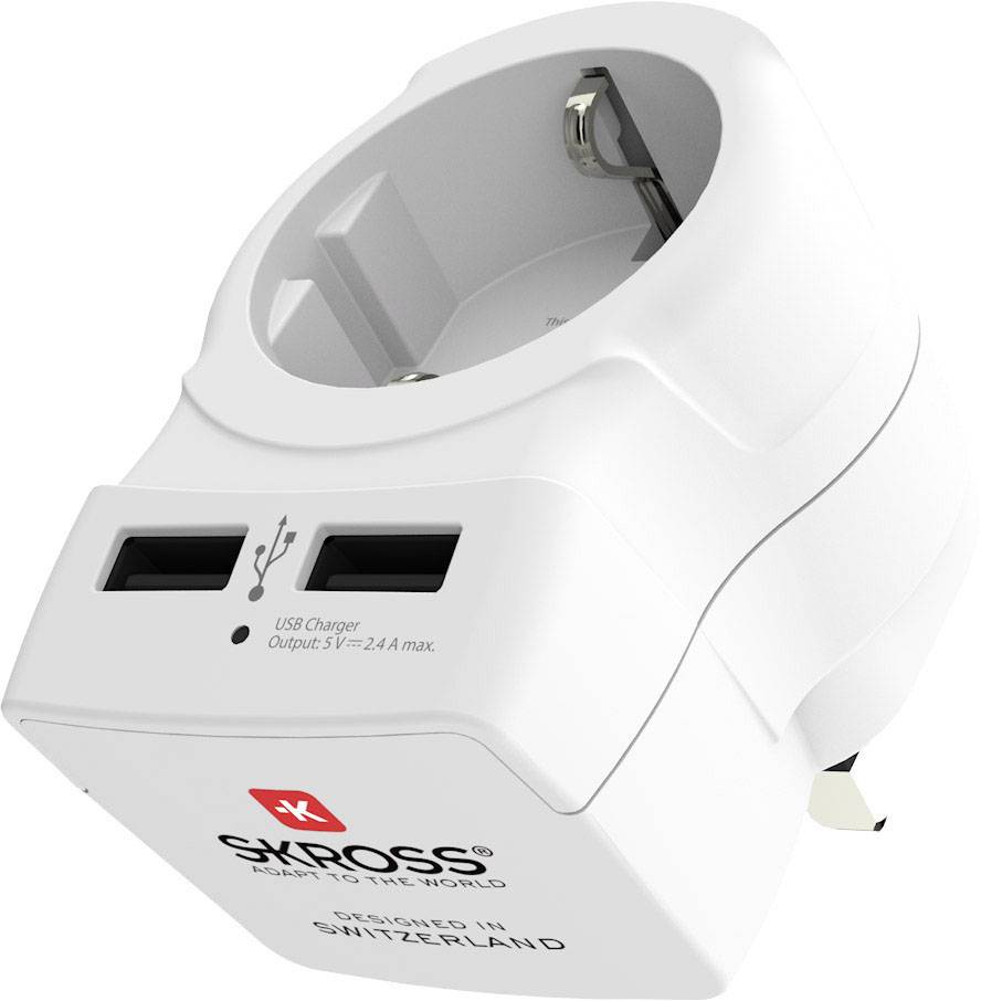 Skross Adapter USB White Mains socket incl. UK adapter-1