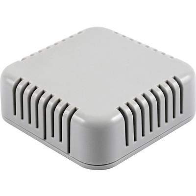 Grey-white, square plastic adapter with rounded corners and ventilation slots on the sides.