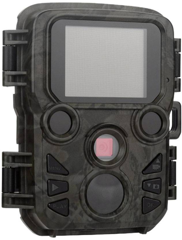 A black-grey surveillance device with a screen, multiple buttons, and a central camera. Designed for outdoor operations.