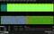 Oscilloscope display with digital signal progression. Main view shows data packets and signal levels. Tables below provide details of frames.
