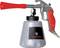 Pneumatic cleaning device with a red handle, grey container and nozzle, suitable for cleaning vehicle interiors.