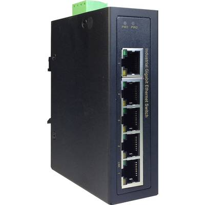 Industrial Gigabit Ethernet switch with five Ethernet ports, suitable for stable and fast network connections.