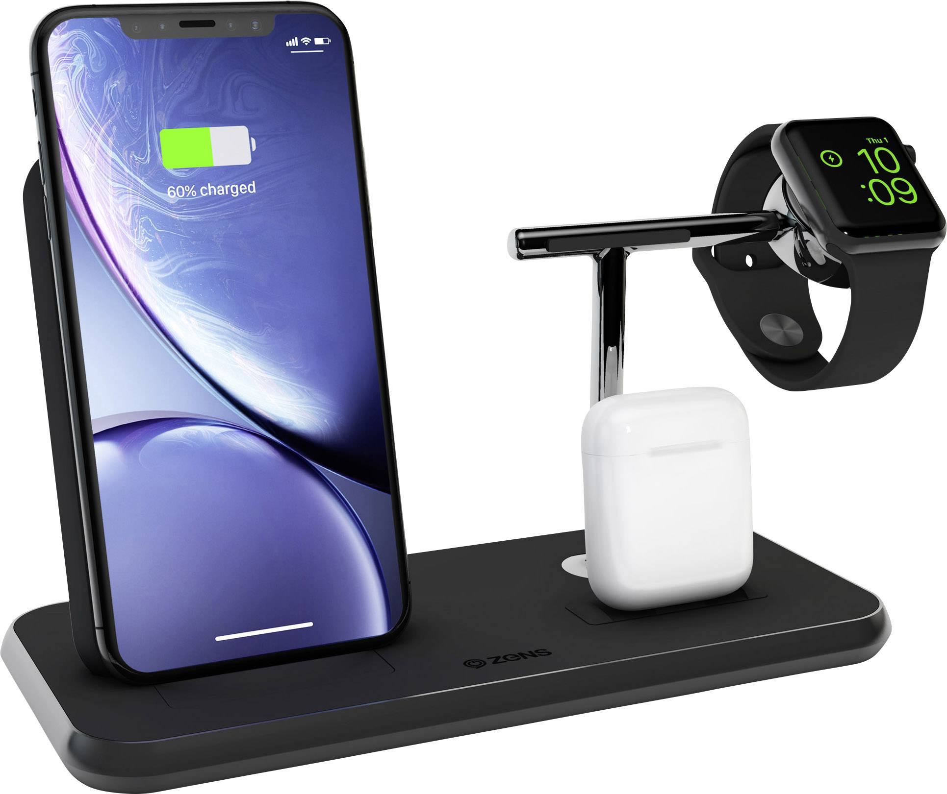 ZENS Wireless charger 2000 mA Stand +AppleWatch +Dock ZEDC07B Outputs