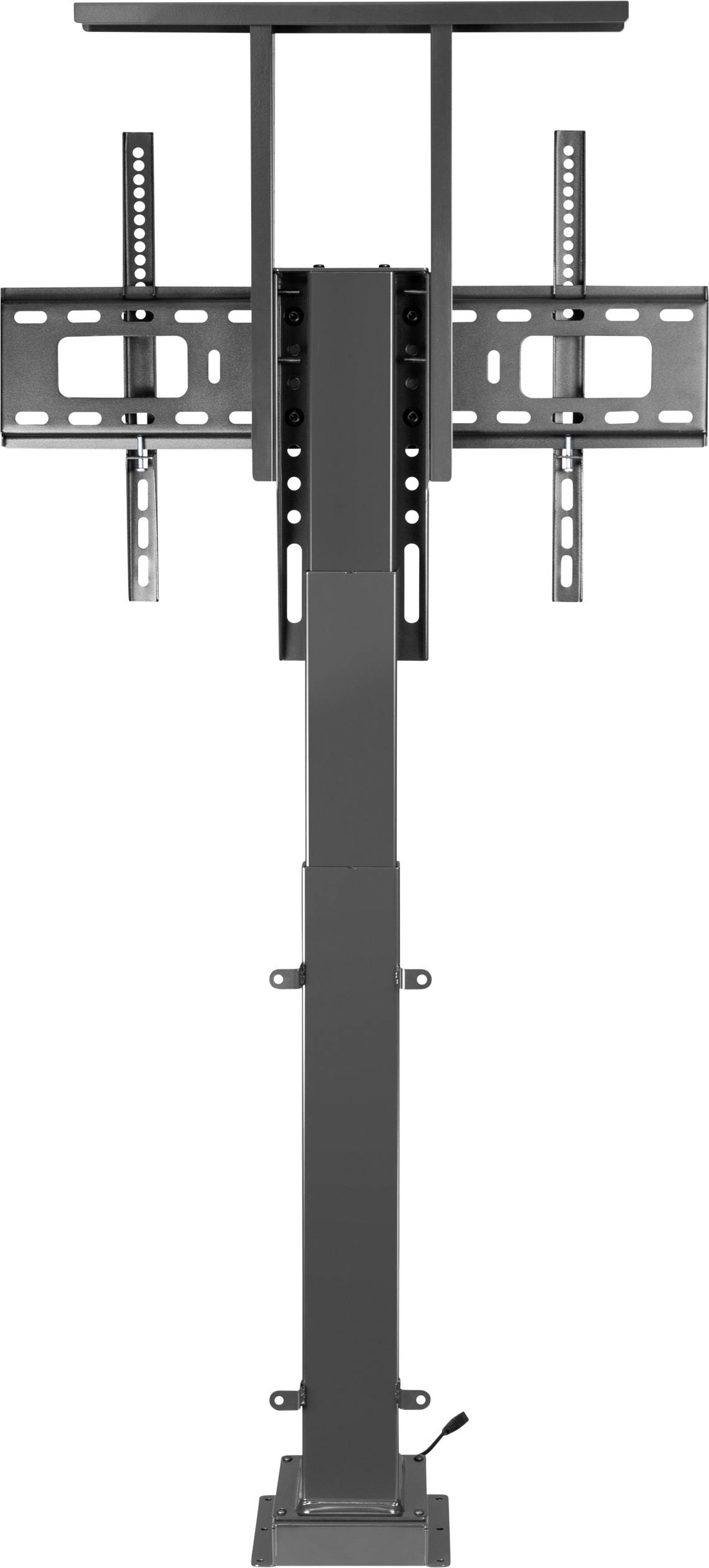 Stand for a flat-screen television, adjustable height, robust metal frame, ideal for office or living area.