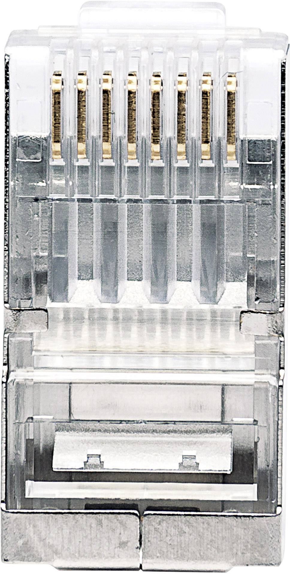 A close-up of an RJ45 network plug.