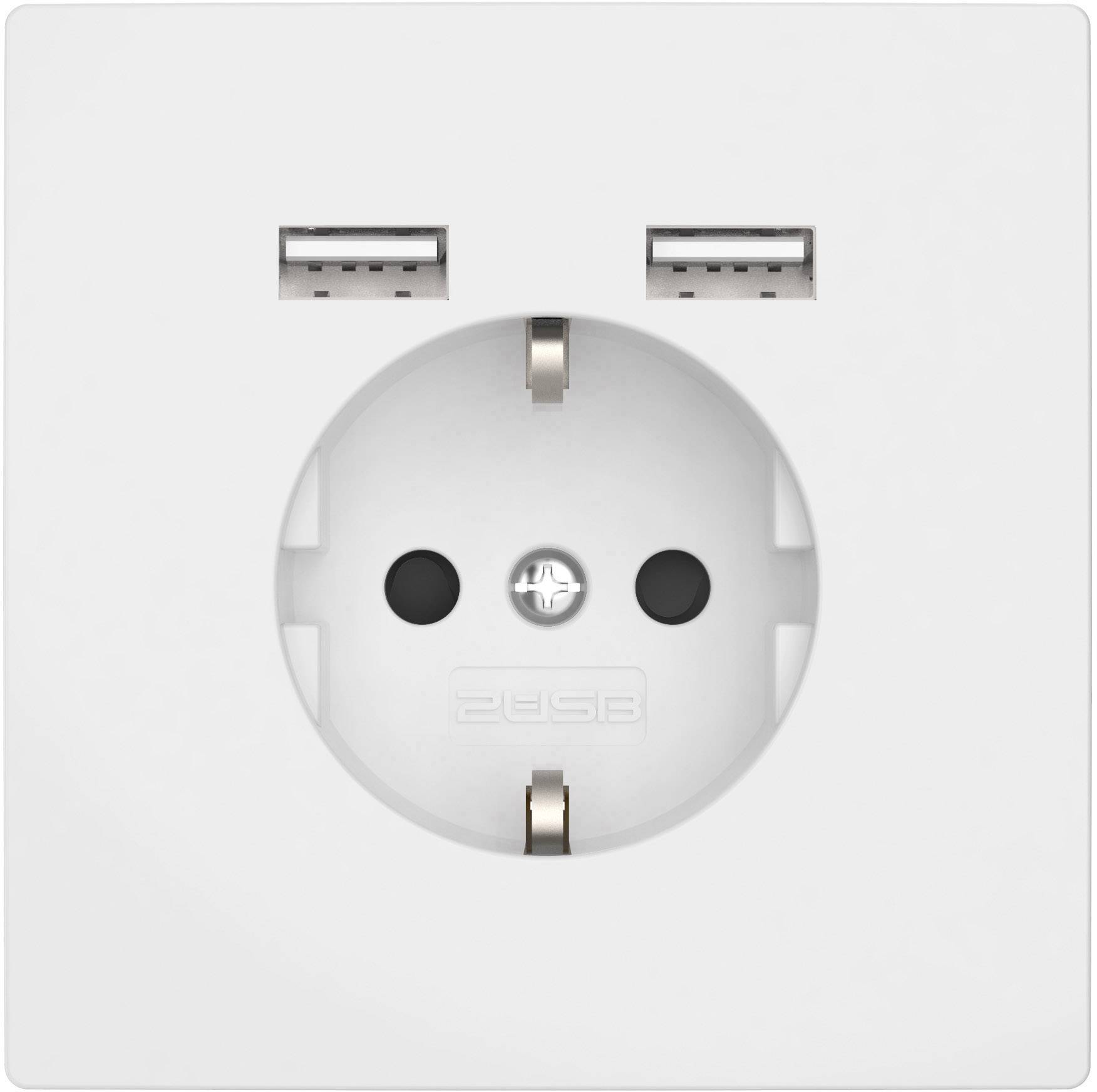 Image of 2USB 2U-449061 Flush-mount socket incl. USB Pure white (glossy)