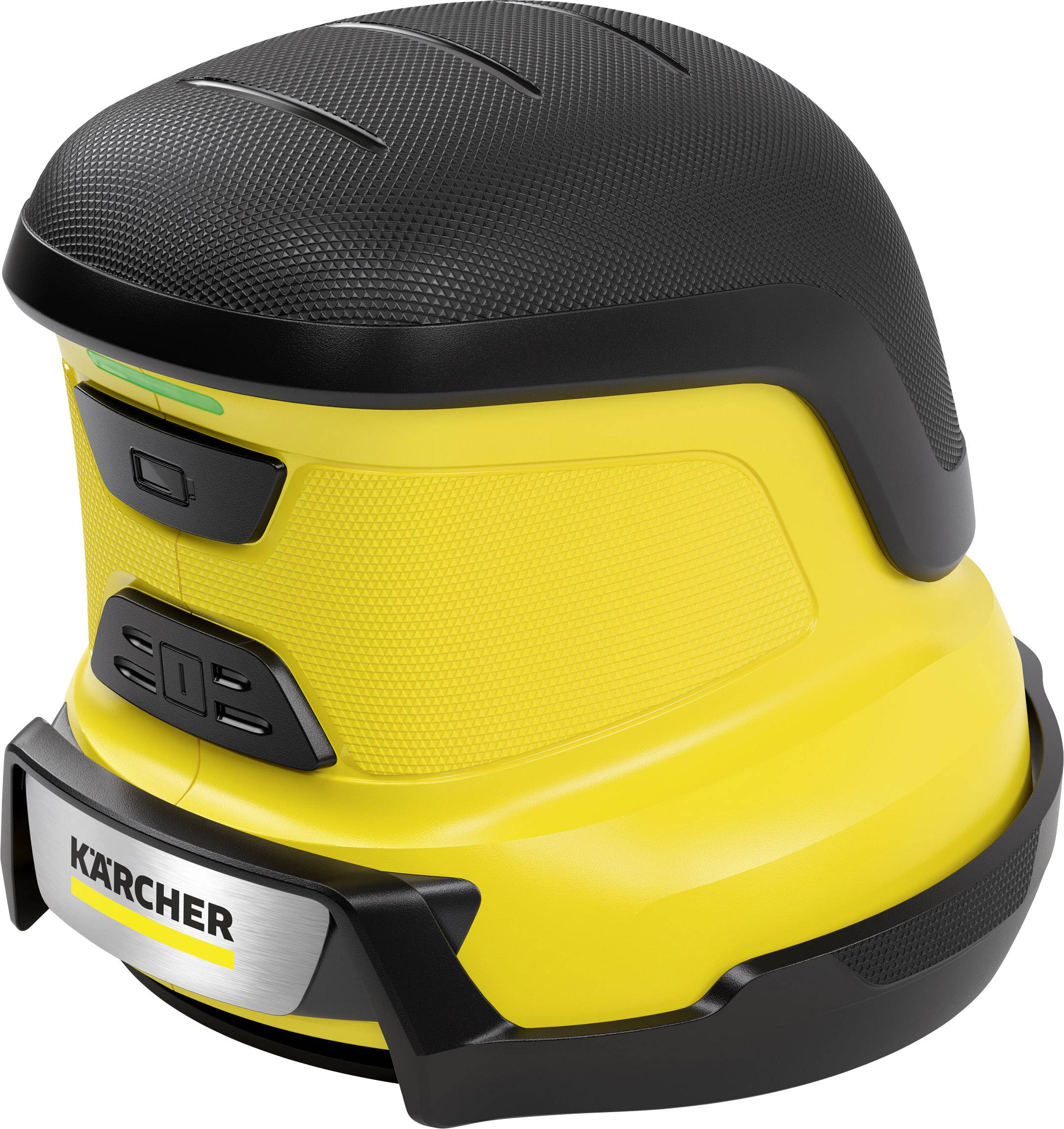 A yellow, cordless grinding tool with a black handle, identifiable by the 'Kärcher' brand on the front.