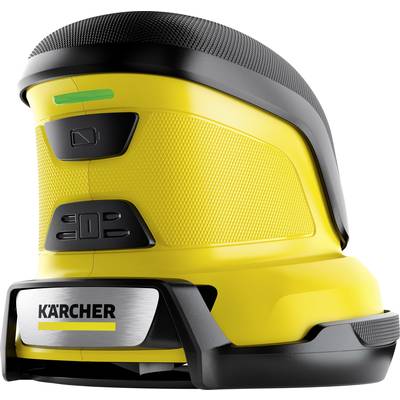 Electric window cleaner in yellow and black with KÄRCHER logo, ergonomic handle and streak-free cleaning functions.