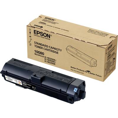 Black Epson Toner Cartridge 10080 with standard capacity and packaging for WorkForce models AL-M320DN and AL-M220DN.