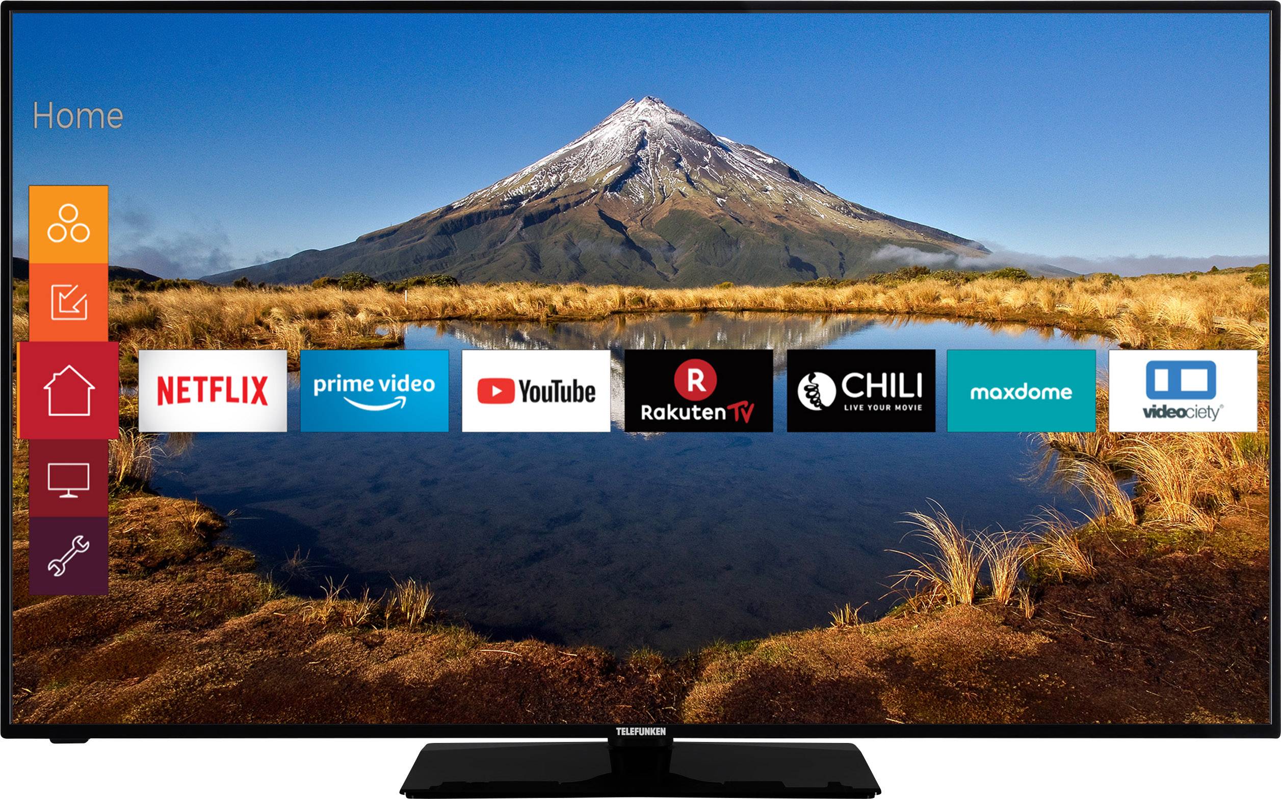 Telefunken D55U446A LED TV 139 cm 55 inch EEC A+ (A+++ - D) DVB-T2, DVB-C, DVB-S, UHD, Smart TV, Wi-Fi, CI+ Black