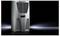 A silver server sits on a black background, with blue light accents.