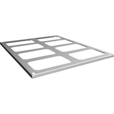 Metal grid with eight rectangular openings, diagonally depicted from bottom right to top left.