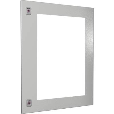 A rectangular metal frame with two small buttons in the top and bottom corners.