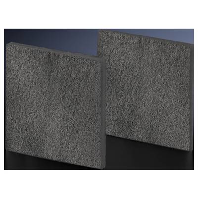 Two rectangular, grey acoustic panels with a textured surface, standing side by side. They are designed for sound absorption.