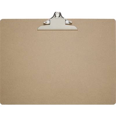Brown cardboard clipboard with a metal clip at the top, blank. Suitable for holding paper for notes or lists.