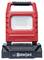 Red battery-powered LED work light, in a rectangular design with carrying handle and black base. Marked with 'AccuLux'.