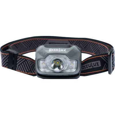 Head torch with adjustable headband and small LED light. Brand name 'AccuLux' visible on the front.