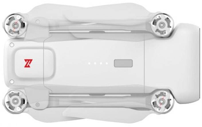 Drone overhead view with four rotors and Z logo on the casing.