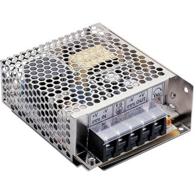 A rectangular power supply unit with a metal enclosure and honeycomb pattern. On the front, connections for '+V', 'FG', '-V', and 'V.AD.J' are visible.