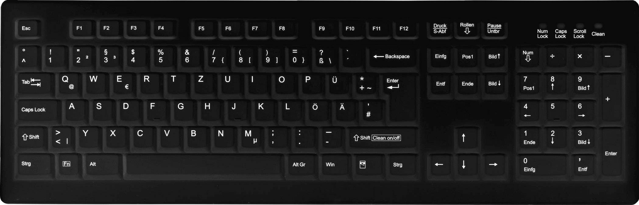 Active Key AK-C8100F-U1-B/GE USB Antibacterial keyboard German, QWERTZ, Windows® Black Suitable for DGHM/VAH santizing