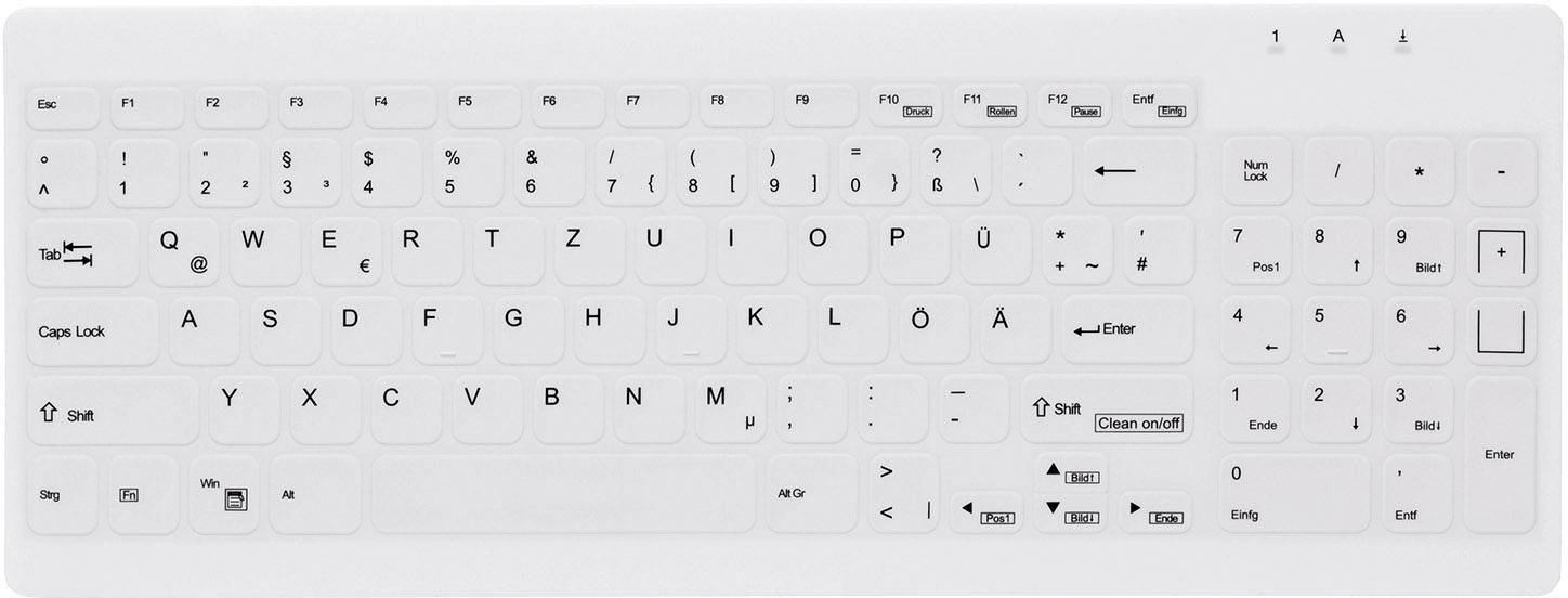 Active Key AK-C7012F-U1-W/GE USB Antibacterial keyboard German, QWERTZ, Windows® White Suitable for DGHM/VAH santizing