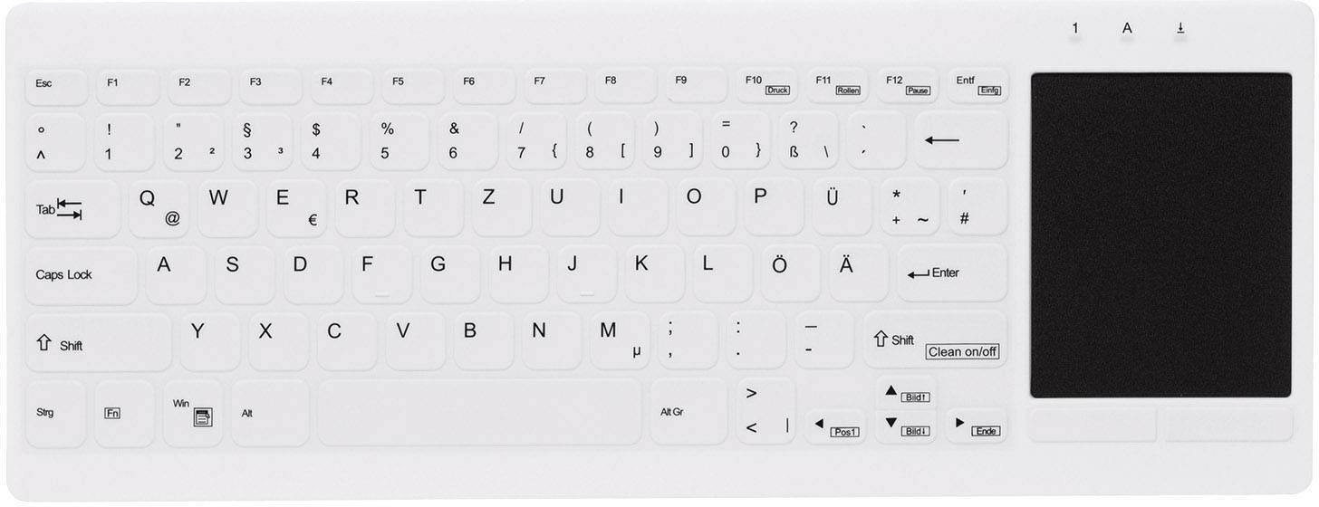 Active Key AK-C4412F-GUS-W/GE USB Antibacterial keyboard German, QWERTZ, Windows® White Suitable for DGHM/VAH santizing, Sealed silicone cover, Touch surface,