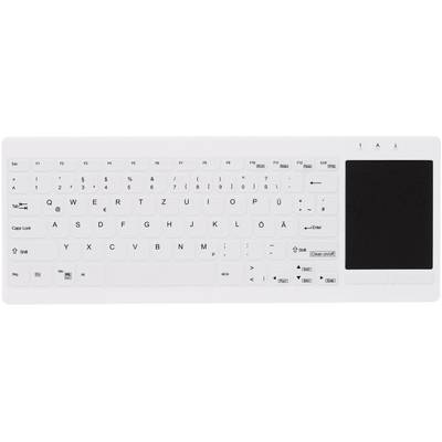 Contour Active Key AK-C4412F-GUS-W/GE USB Antibacterial keyboard German, QWERTZ White Suitable for DGHM/VAH sanitizing, -0