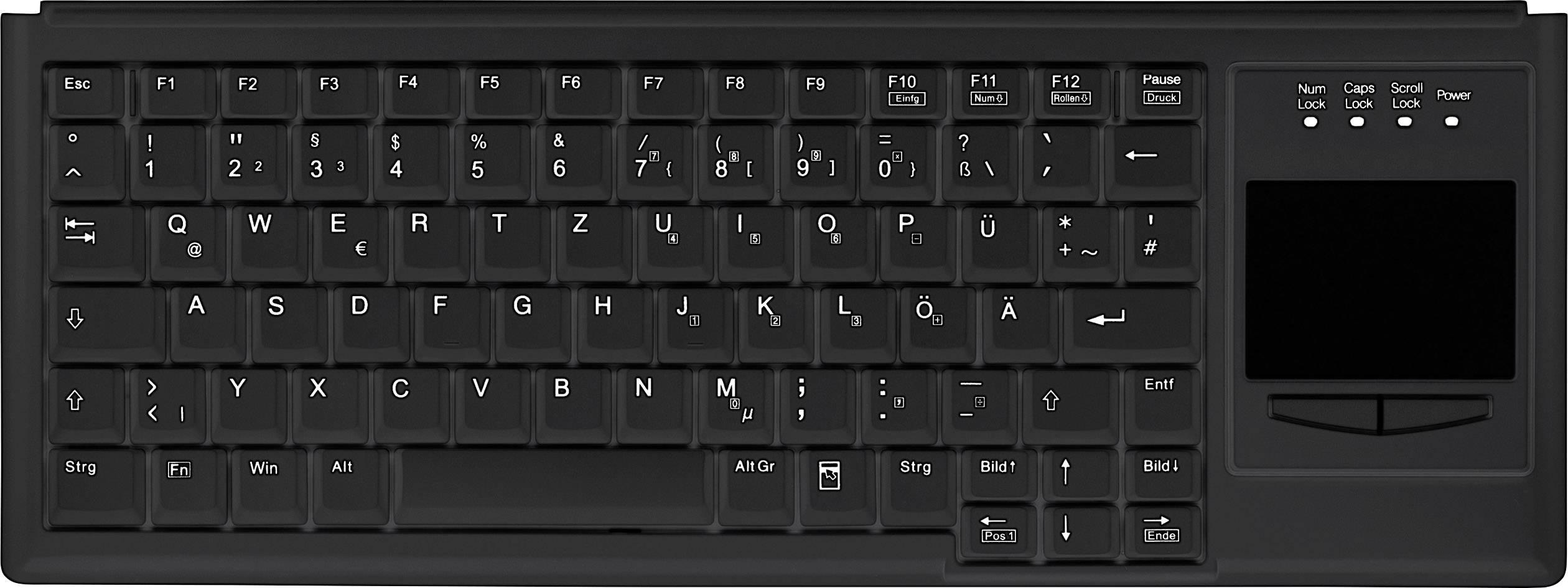 Contour Active Key AK-4400-GU-B/US USB Keyboard English (US), QWERTY Black Touch surface, Mouse buttons-0