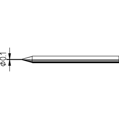 Technical drawing of a pen with a tip of 0.1 mm diameter. Demonstration of the fine, precise point.