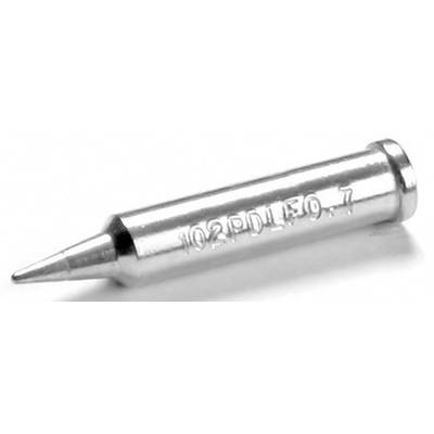 Soldering tip in close-up, cylindrical shape with a pointed end, engraving number '102PDLF30.7'.