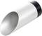A silver, cylindrical metal object with a diagonal opening, possibly a measuring spoon or a container lid.