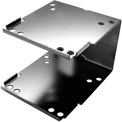A black, metallic L-shaped shelving bracket, suitable for mounting on walls or furniture pieces.