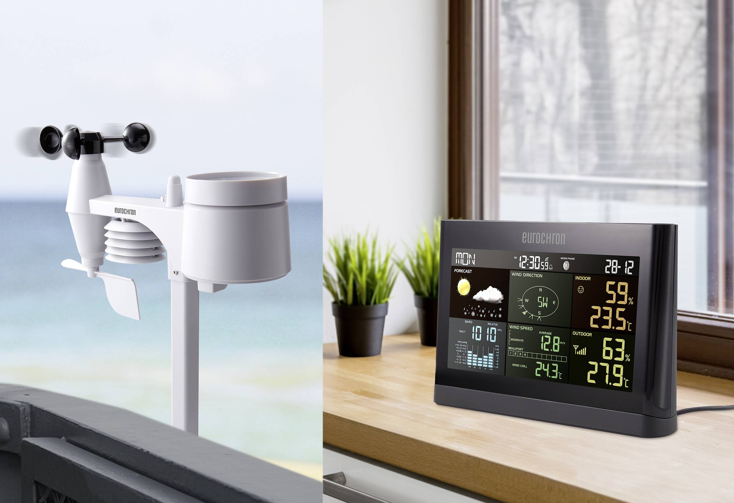 Eurochron EFWS 01002 Wireless digital weather station Forecasts for 12 to 24 hours