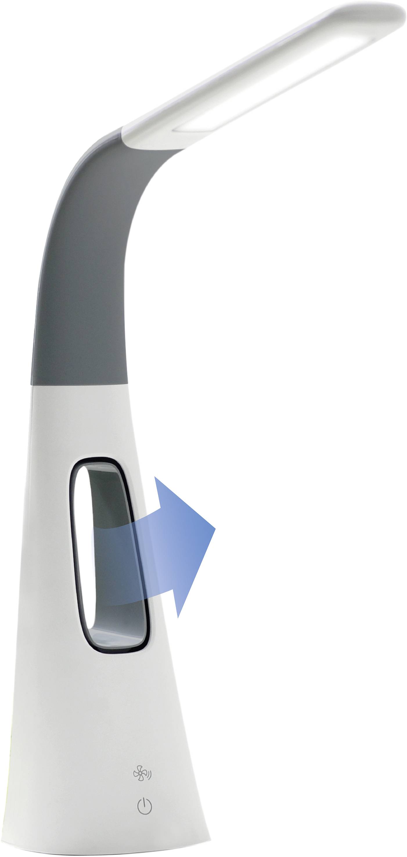 A modern, white LED desk lamp with a rotatable head for flexible lighting.