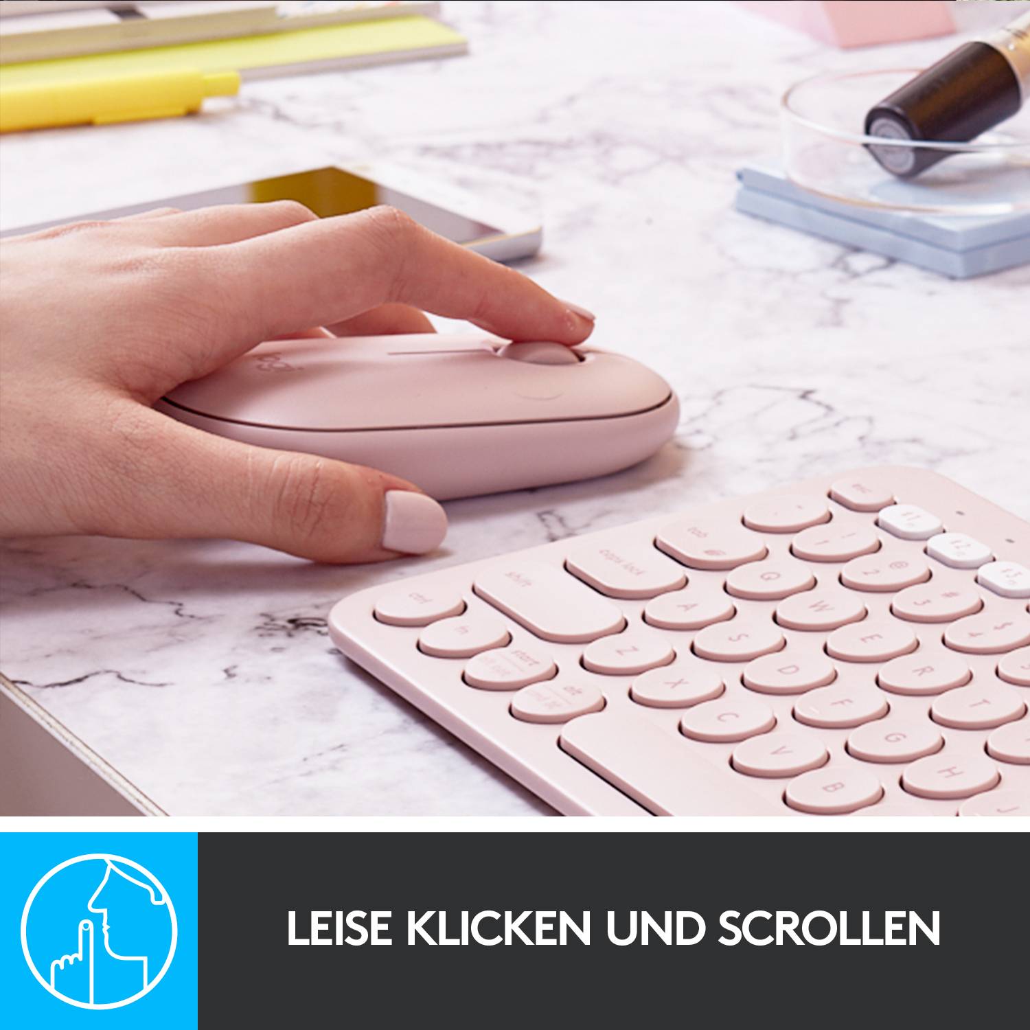 Logitech Pebble M350 Mouse Bluetooth®, Radio Optical Rose 3 Buttons 1000 dpi Quiet keypad-7